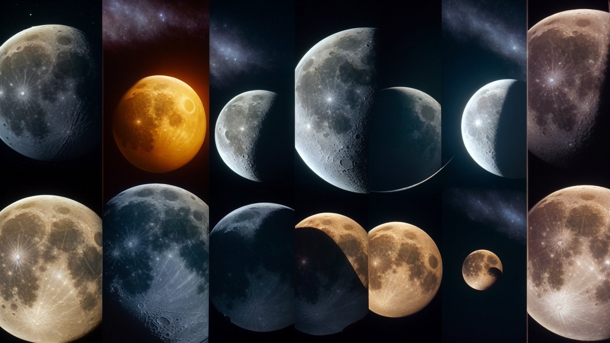 A picture of the moon phases with all phases of the moon shown