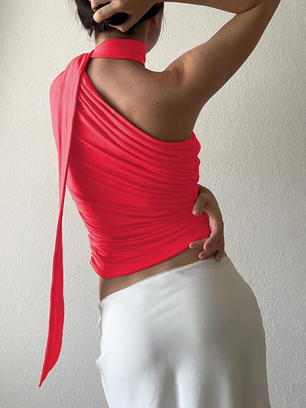 Casual Slim-Fit One-Shoulder Vest Top