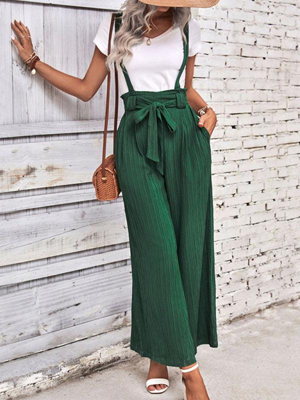 Adjustable Solid Color Wide Leg Overalls for Women - SALA