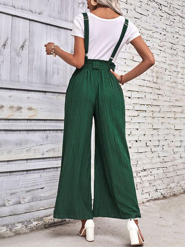 Adjustable Solid Color Wide Leg Overalls for Women - SALA