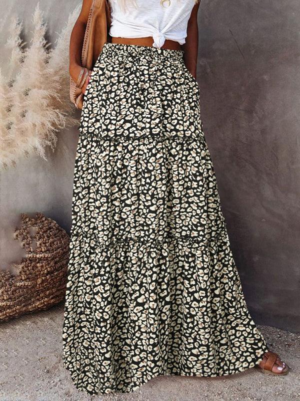 Bohemian Chic High Waist Long Skirt with European Flair - SALA