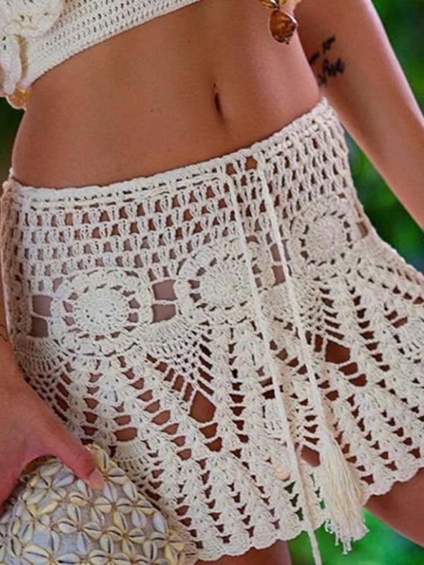 Bohemian Crochet Beach Skirt Bikini Cover Up Set - SALA