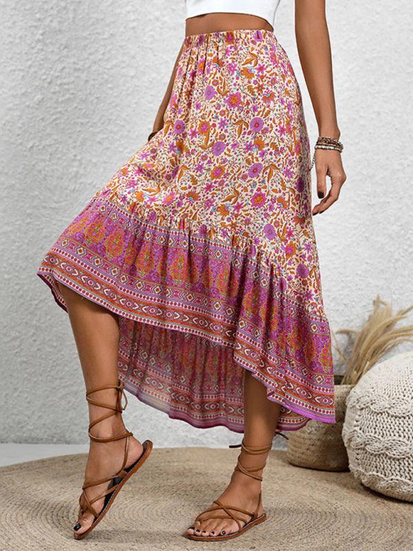 Bohemian Floral Rayon Skirt for Women - SALA