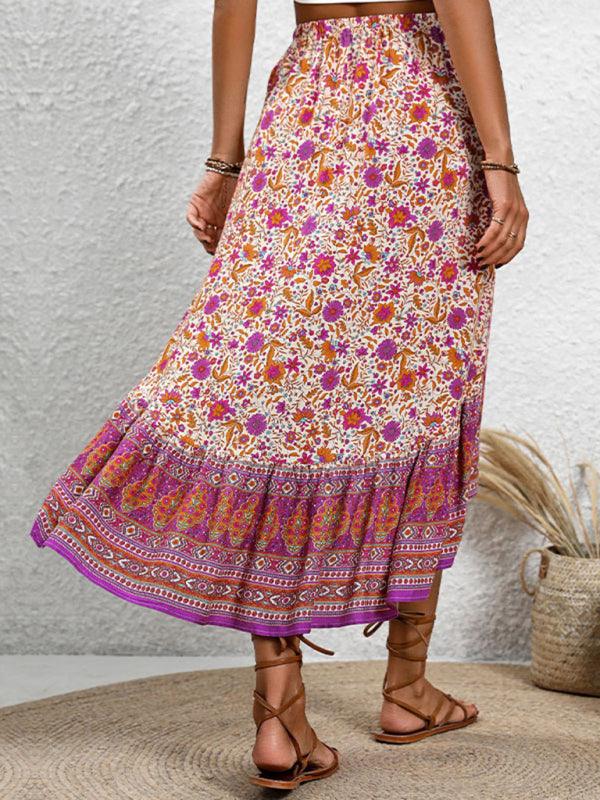 Bohemian Floral Rayon Skirt for Women - SALA
