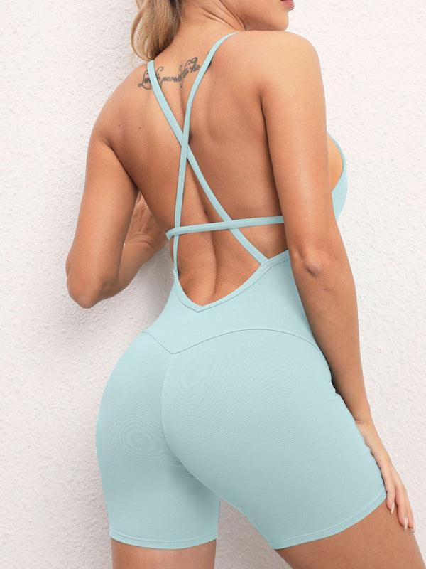 Booty-Enhancing Cross Back Yoga Jumpsuit - Flirty Activewear Piece - SALA