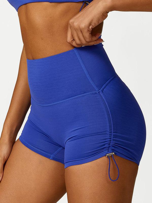 Breathable Solid Color Drawstring Yoga Shorts for Running - SALA