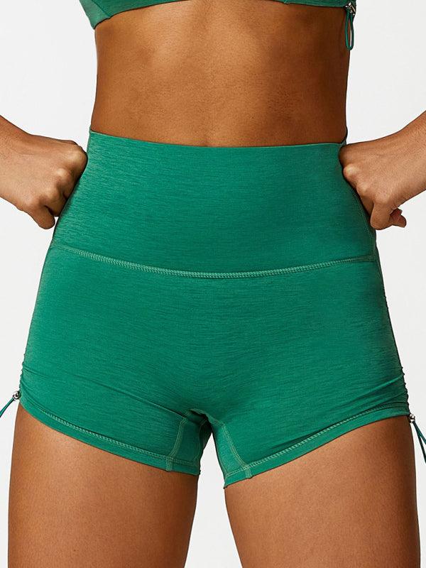 Breathable Solid Color Drawstring Yoga Shorts for Running - SALA