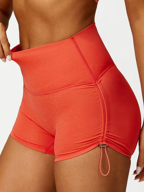 Breathable Solid Color Drawstring Yoga Shorts for Running - SALA