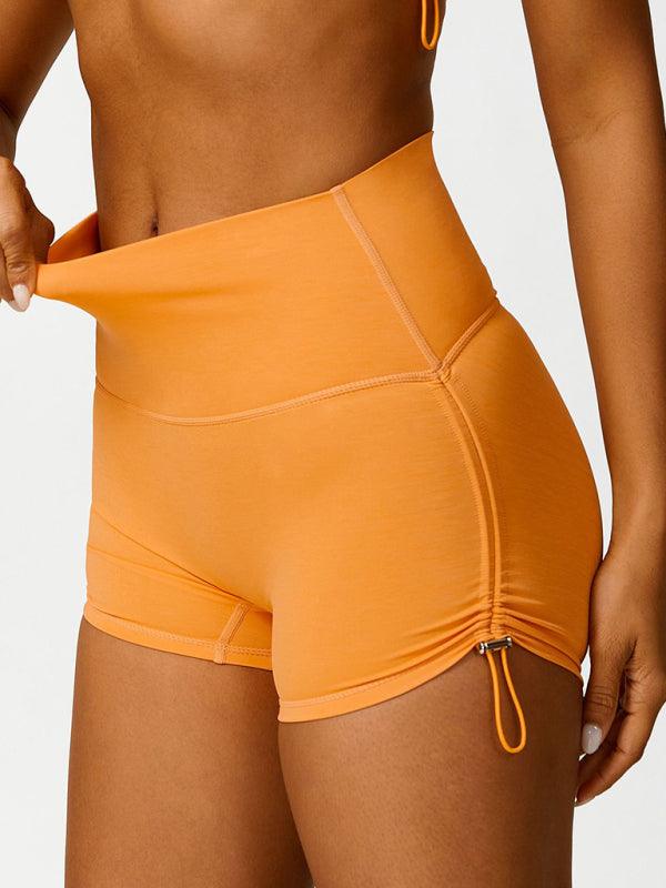 Breathable Solid Color Drawstring Yoga Shorts for Running - SALA