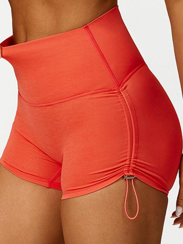 Breathable Solid Color Drawstring Yoga Shorts for Running - SALA