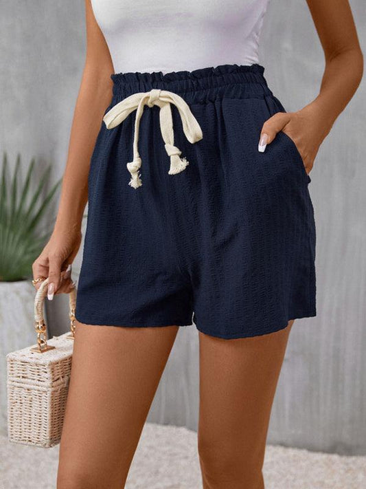 Casual Chic Elastic Waist Tie Shorts for Effortless Style - SALA