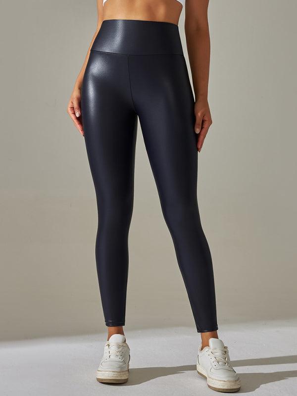 Colorful High Waist Plus Size PU Leather Yoga Leggings for Women - SALA