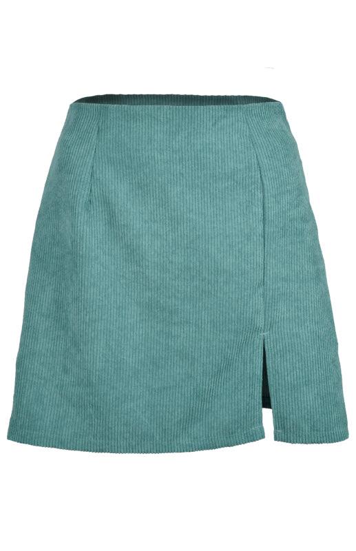 Corduroy A-Line Skirt with High Waist Detail - SALA