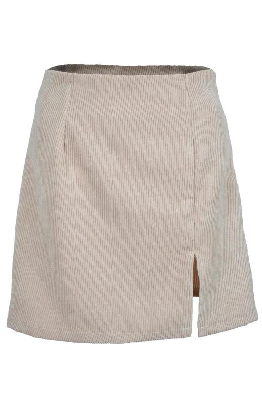 Corduroy A-Line Skirt with High Waist Detail - SALA