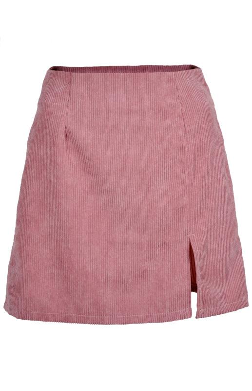 Corduroy A-Line Skirt with High Waist Detail - SALA