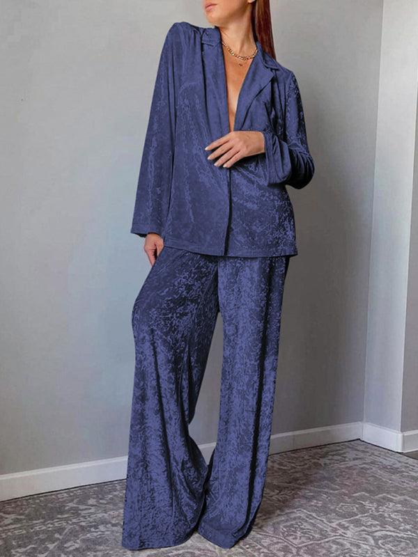 Cozy Velvet Lounge Set with Long Sleeves - Perfect for Chilly Nights - SALA