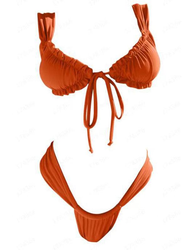 Elegant Lace-Up Split Bikini Set with a Touch of Allure - SALA