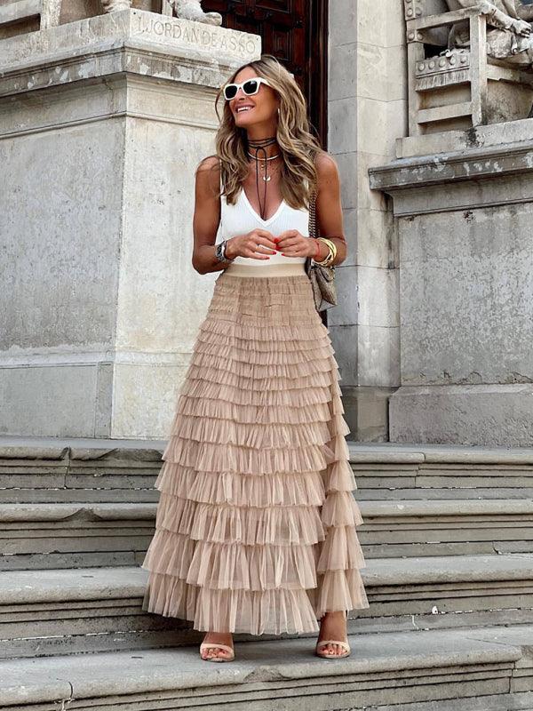 Elegant Mesh Layered Swing Skirt for Women - SALA