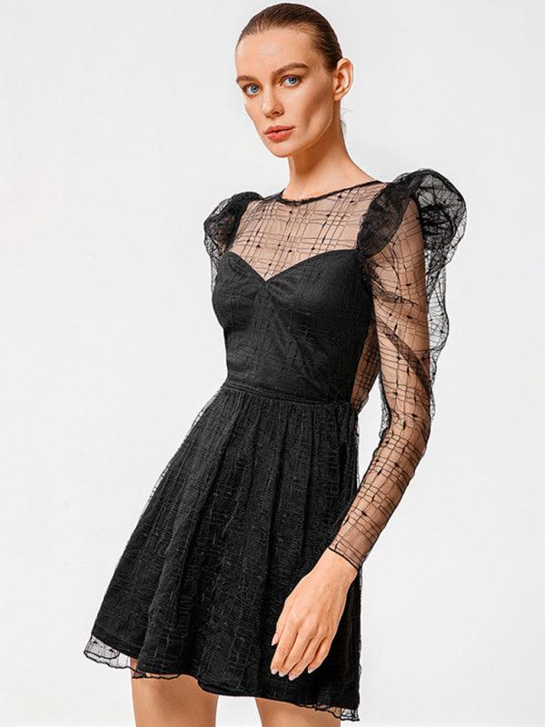 Elegant Puff Sleeve Women's Party Dress - SALA