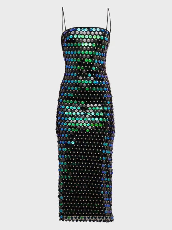 Elegant Sheen Beaded Strapless Maxi Dress for Women - SALA