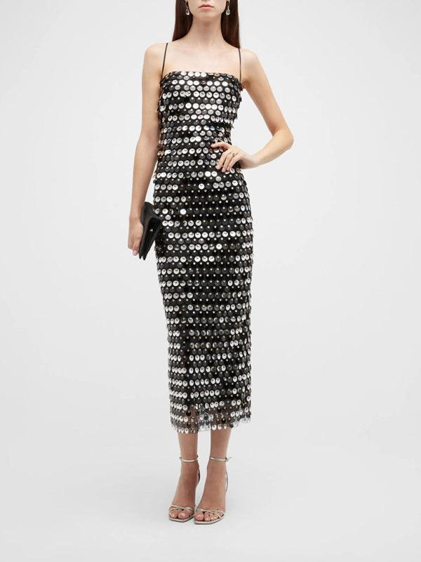 Elegant Sheen Beaded Strapless Maxi Dress for Women - SALA