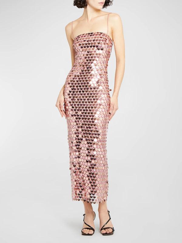 Elegant Sheen Beaded Strapless Maxi Dress for Women - SALA