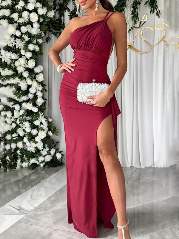 Elegant Shoulder Slit Party Dress - SALA