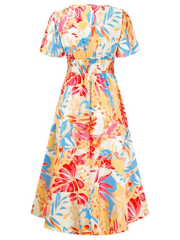 Elegant V-Neck Printed Dress for Women - SALA