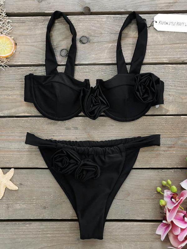 Floral Dimension Split Bikini Set for Summer Chic - SALA