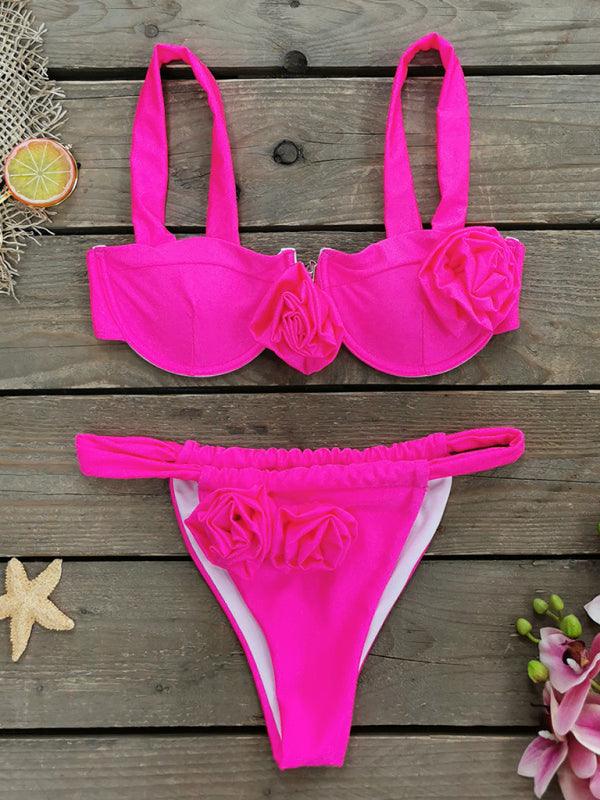 Floral Dimension Split Bikini Set for Summer Chic - SALA