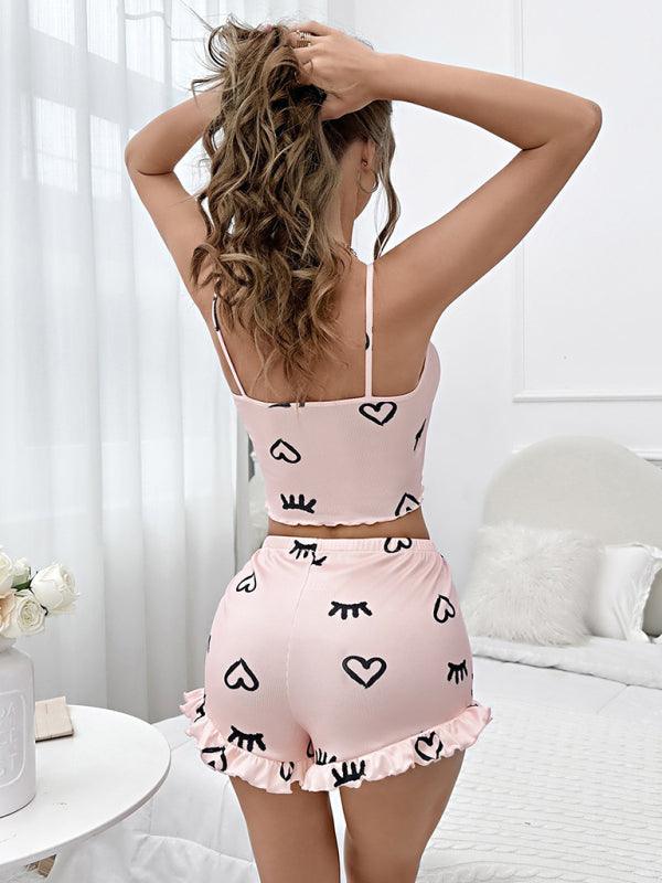 Floral Elegance Suspender and Shorts Pajama Set - SALA