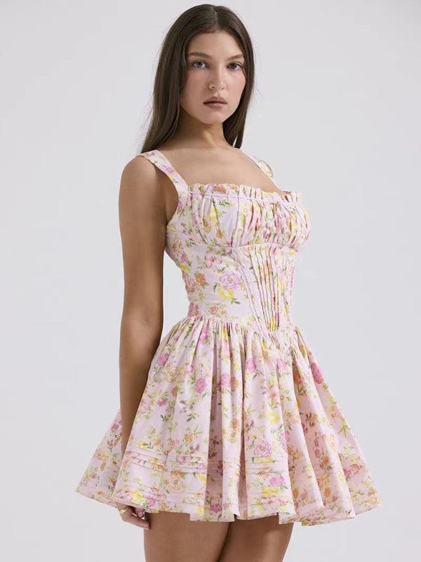Floral Fantasy Suspender Waist Dress - SALA