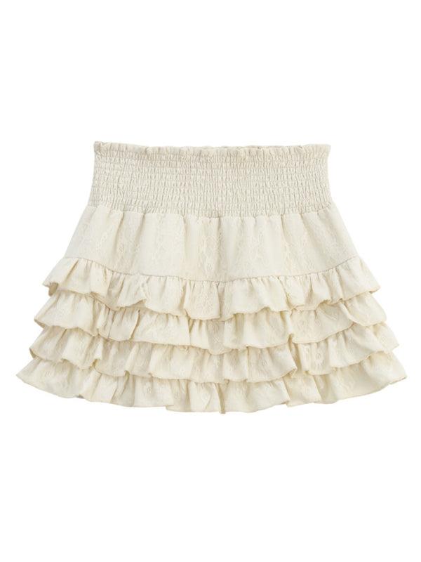 Floral Lace High Waist Puff Skirt - SALA