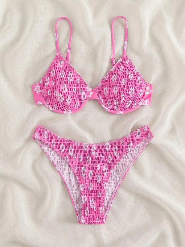 Floral Underwire Push-Up Bikini Set - SALA