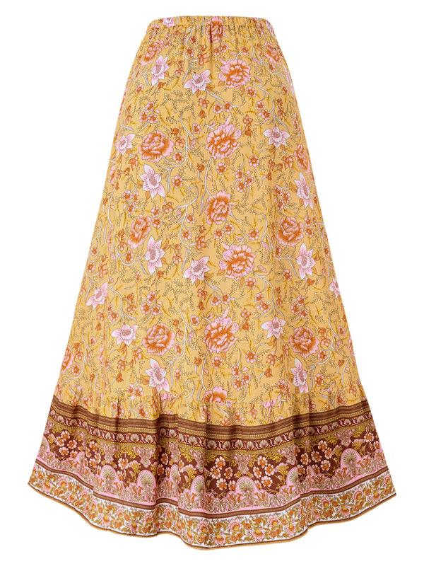 Women’s Bohemian Printed Drawstring Skirt - SALA