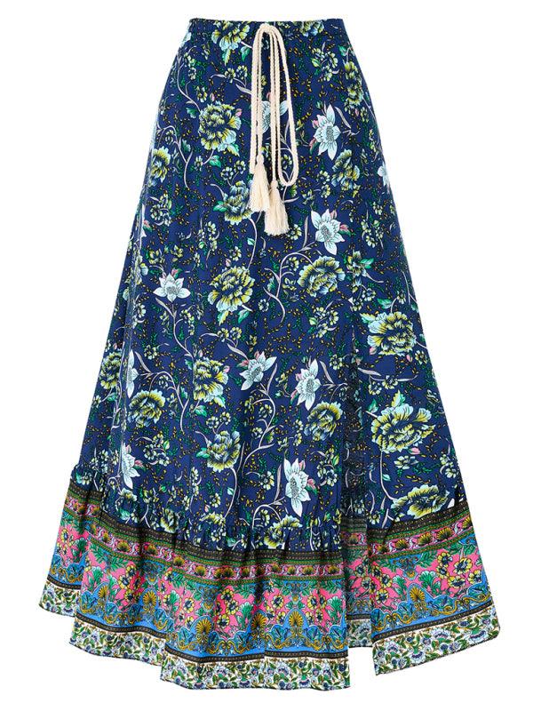Women’s Bohemian Printed Drawstring Skirt - SALA