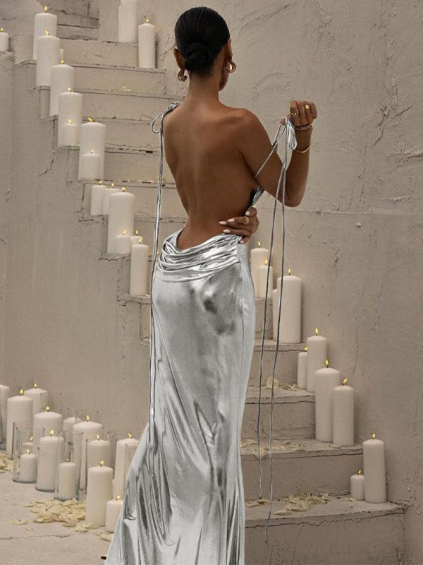 Stunning Women’s Satin Dress With Backless Design - SALA