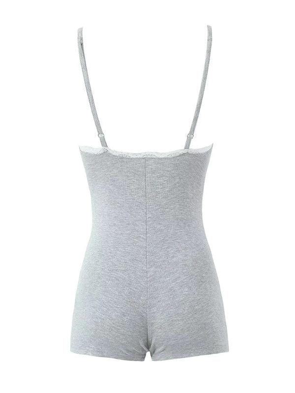Lace Perfection U-Neck Suspender Jumpsuit for Effortless Elegance - SALA