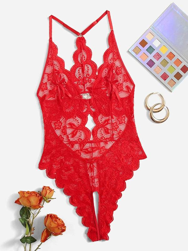 Lace Temptation: Seductive Sheer One-Piece Pajama - SALA