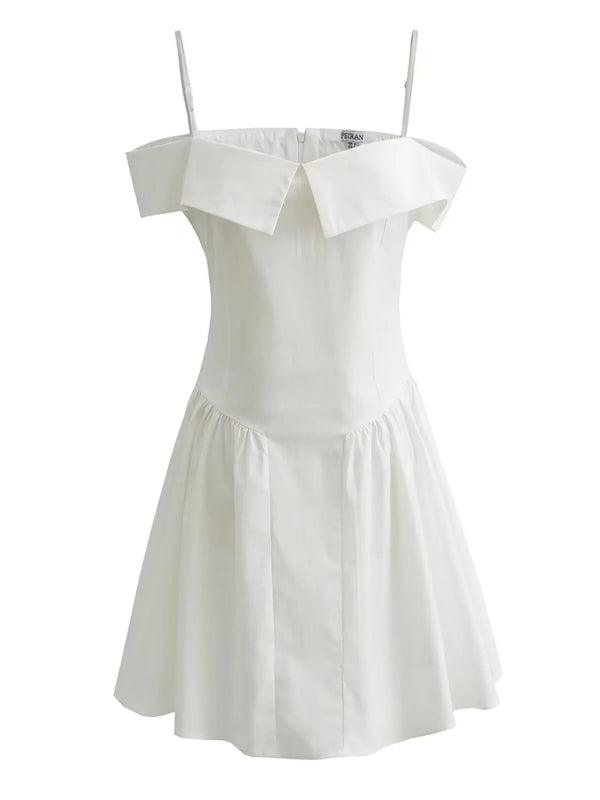 Lapel Strap One Shoulder Waist Dress - Romantic Spring-Summer Fashion - SALA