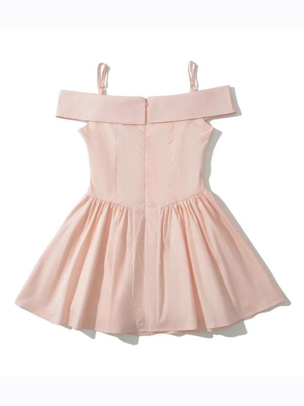 Lapel Strap One Shoulder Waist Dress - Romantic Spring-Summer Fashion - SALA