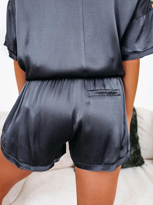 Luxurious Satin Short Sleeve Pajama Set for Women - SALA