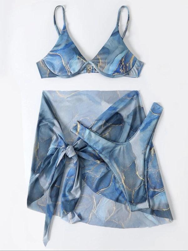 Marble Swirl High-Waisted Bikini Set - SALA
