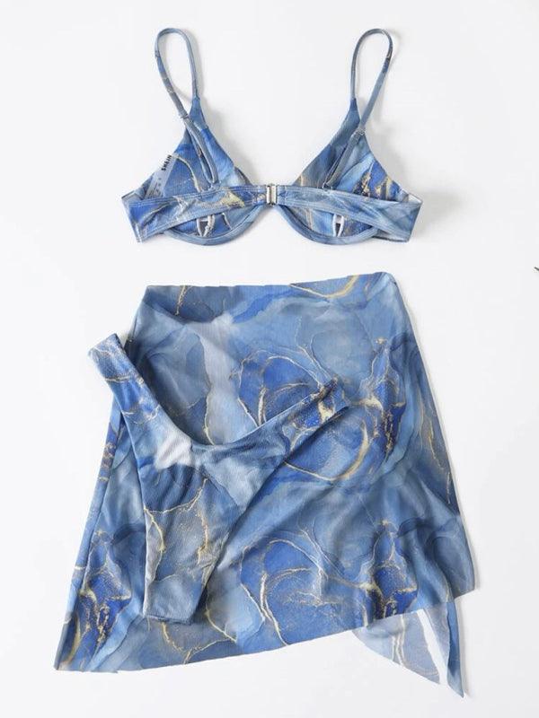 Marble Swirl High-Waisted Bikini Set - SALA