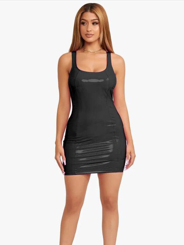 Nightlife Diva Zip-Up Faux Leather Bodycon Dress - SALA