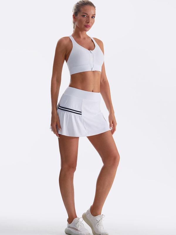 Quick Dry Women's Tennis Skirt with Fake Two-Piece Design - SALA