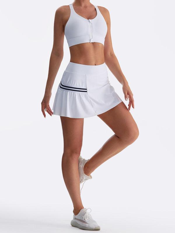 Quick Dry Women's Tennis Skirt with Fake Two-Piece Design - SALA