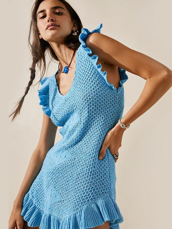 Ruffled Ear-Sleeve Slim Dress for Women - SALA