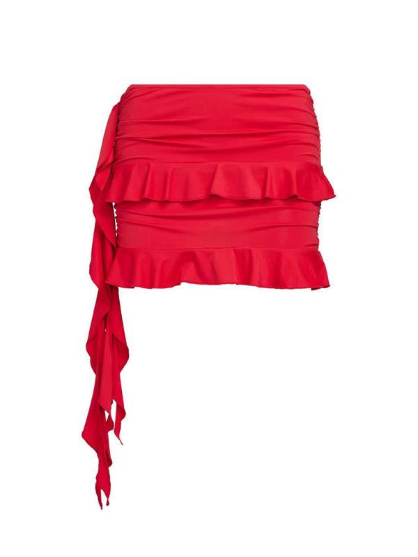 Ruffled Elegance: Chic Vest and Miniskirt Set - SALA