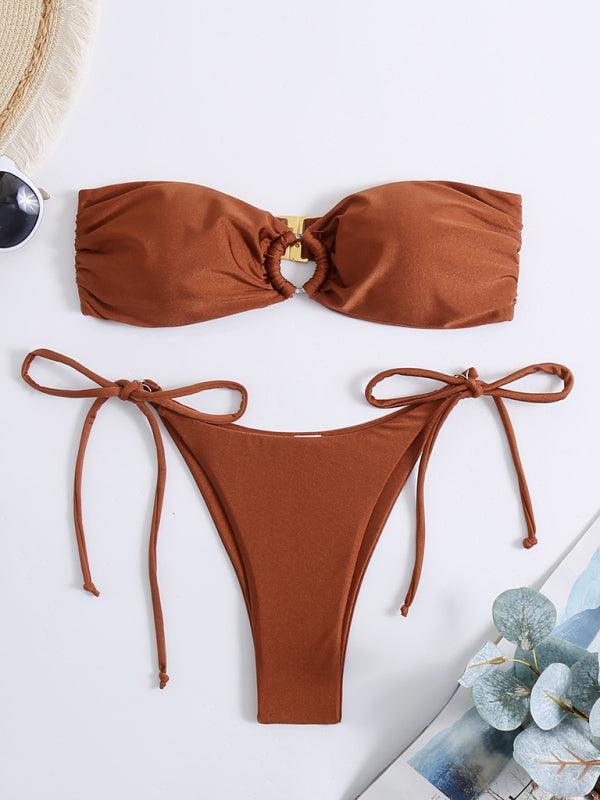 Seductive Split Design Strappy Swimsuit - Premium Bikini - SALA